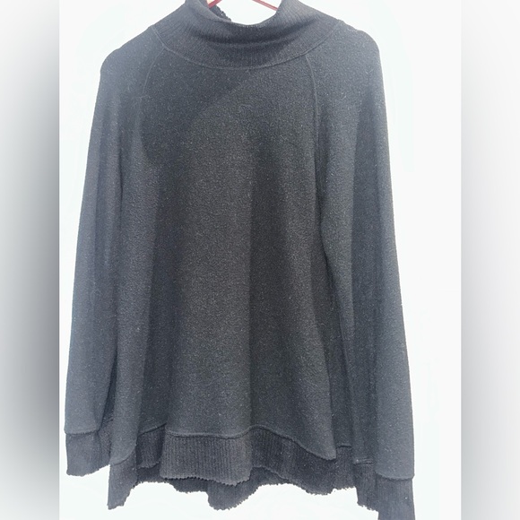 Supply Soft Spun Mock Neck Tunic Sweater | Distressed Edges | Black | M - Picture 1 of 5